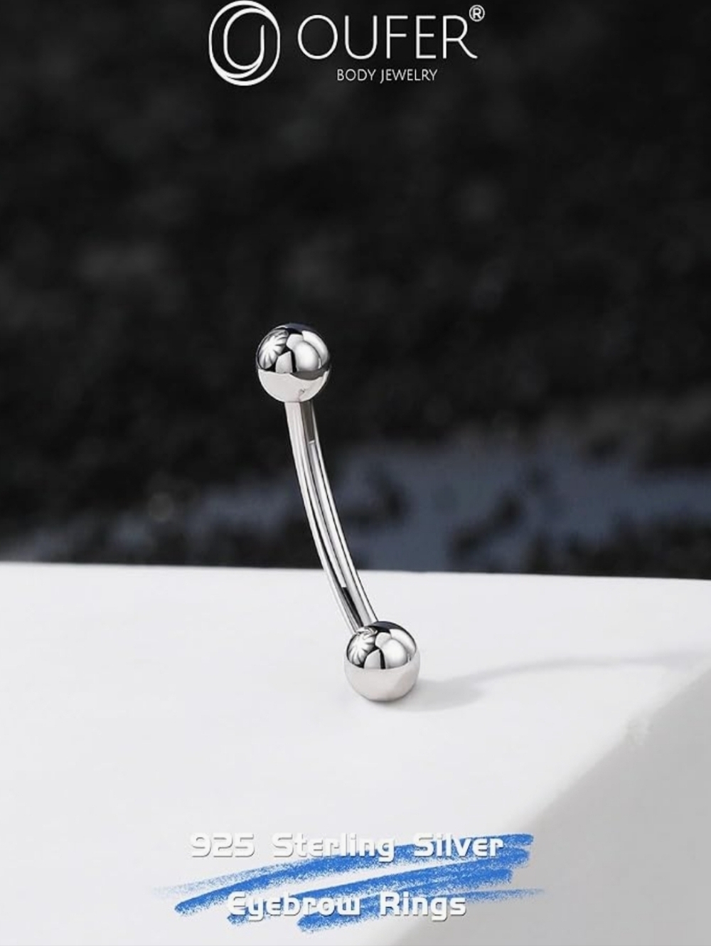 Unisex 16G Curved Barbell Piercing Jewelry For Rook, Eyebrow, Labret, Others